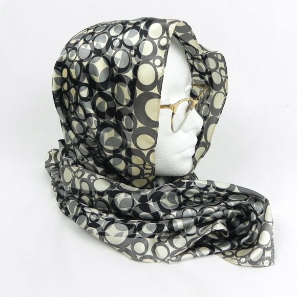 Vintage Geometric ESPRIT Scarf | Black & White Scarf - Picture 4 of 11